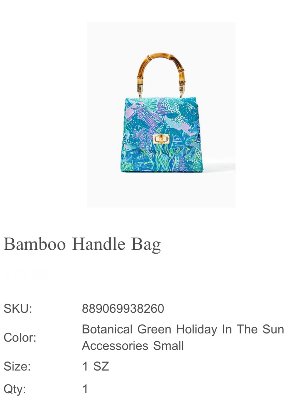 Bamboo Handle Botanical Green holiday in the sun Top-Handle Bag